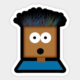 Funny brown face with colorful hair Sticker
